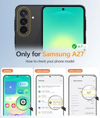 FNTCASE uchun Galaxy A27 5G Telefon G‘ilofi: Samsung A27 G‘iloflari uchun [Magsafe bilan mos keladi] [Ekran Himoyachisi] Harbiy darajadagi tushishdan himoya qilish, Yarim shaffof mat orqa tomon, Yupqa zarbaga chidamli himoya qoplami - Qora - 2