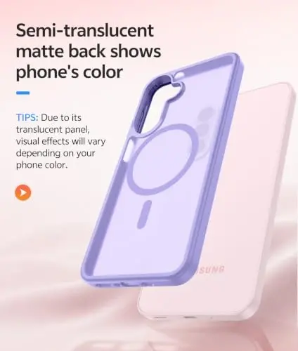 FNTCASE uchun Galaxy A27 5G telefon g‘ilofi: Samsung A27 g‘iloflari uchun [Magsafe uchun mos keladi] [Ekran himoyachisi] Harbiy darajadagi tushishdan himoya, yarim shaffof mat orqa tomon, yupqa zarbaga chidamli himoya qopqog‘i - Och binafsharang - 5