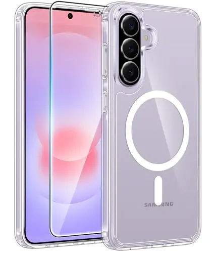 FNTCASE uchun Galaxy A37 5G telefon g‘ilofi: [Magsafe bilan mos keladi] [Ekran himoyasi] Sarg‘ayishga qarshi shaffof magnit telefon qopqog‘i - Harbiy darajadagi zarbaga chidamli tushishga qarshi himoya g‘iloflari - Shaffof 