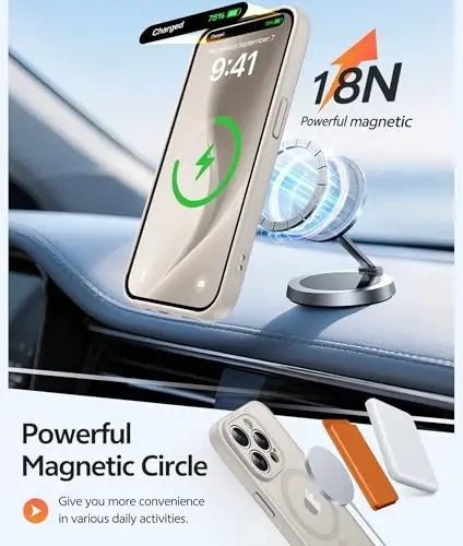 FNTCASE uchun iPhone 14 Pro Max G‘ilofi: [Magsafe bilan mos keladi] [To‘liq Kamera Himoyasi] va [Ekran Himoyachisi] bilan Shaffof Mat G‘iloflar Harbiy Darajadagi Zarbga Chidamli Himoya Telefon Qopqog‘i - Oq rangda - 3