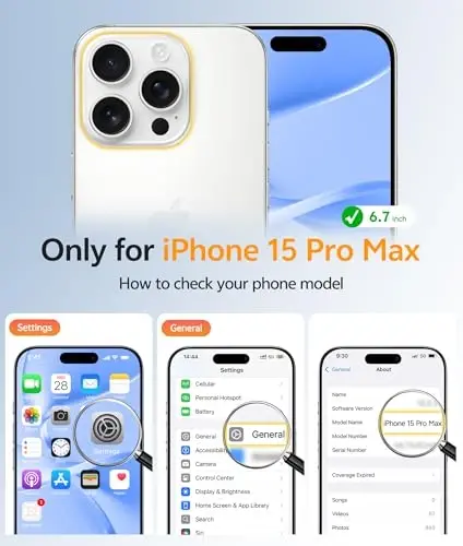 FNTCASE uchun iPhone 15 Pro Max g‘ilofi: [Magsafe bilan mos keladi] [Ekran himoyasi] Sarg‘ayishga qarshi shaffof magnit telefon g‘ilofi - Harbiy darajadagi zarbaga chidamli, tushishdan saqlovchi himoya g‘iloflari - Shaffof - 2