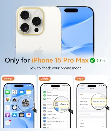 FNTCASE uchun iPhone 15 Pro Max g‘ilofi: [Magsafe bilan mos keladi] [To‘liq kamera muhofazasi] [Ekran muhofazasi] bilan yarim shaffof mat g‘iloflar Harbiy darajadagi zarbaga chidamli himoya telefon qopqog‘i - Muz ko‘k - 2
