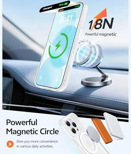 FNTCASE uchun iPhone 16 Pro Max g‘ilofi: [Magsafe bilan mos keladi] [To‘liq kamera muhofazasi] [Ekran muhofazasi] bilan yarim shaffof mat g‘iloflar harbiy darajadagi zarbaga chidamli himoya telefon qopqog‘i - Oq - 3