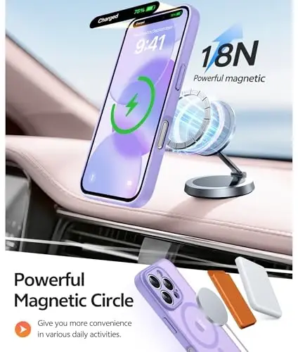 FNTCASE uchun iPhone 16 Pro Max G‘ilofi: [Magsafe bilan mos keladi] [To‘liq kamera muhofazasi] va [Ekran himoya oynasi] bilan yarim shaffof mat g‘iloflar Harbiy darajadagi zarbaga chidamli himoya telefon qoplami - Och binafsha - 3
