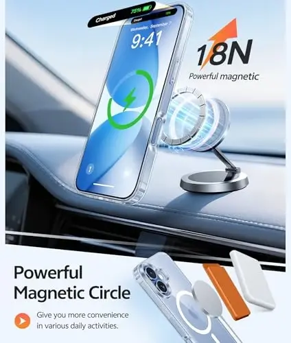 FNTCASE uchun iPhone 17 G‘ilofi: [Magsafe bilan mos keladi] [Ekran Himoyachisi] Sarg‘ayishga qarshi Shaffof Magnetic Telefon G‘ilofi - Harbiy darajadagi Zarbaga chidamli Tomchidan himoya qiluvchi himoya g‘iloflari - Shaffof - 3