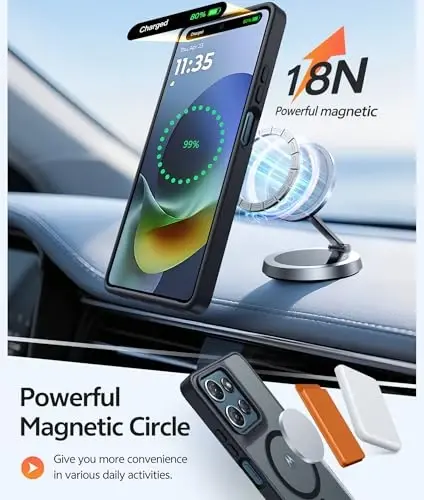 FNTCASE uchun Moto G 2026/2025 g‘ilofi: Motorola Moto G Play 5G 2026 g‘ilofi [Magsafe bilan mos keladi] [Ekran himoyasi] bilan yarim shaffof mat g‘iloflar Harbiy darajadagi zarbaga chidamli himoya telefon qopqog‘i - Qora - 3