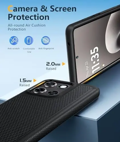 FNTCASE uchun Moto G-Stylus 2025/2026 G‘ilof Magnetli: MagSafe uchun Sürqanmaydigan | Ikki qatlamli, ekran himoyasi bilan, zarbaga chidamli harbiy darajadagi tushishdan himoya, mat teksturali himoya telefon g‘ilofi, qora - 1