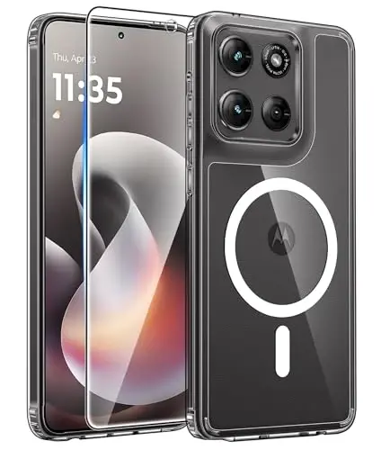 FNTCASE uchun Moto G Stylus 5G 2026 G'ilof: Motorola G Stylus 2025 G'ilof [Magsafe uchun mos] [Ekran Himoyachisi] Sarg'aymaydigan Shaffof Telefon Qopqog'i - Harbiy Darajadagi Zarbaga Chidamli Himoya G'iloflari 