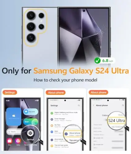 FNTCASE uchun Samsung Galaxy S24 Ultra g‘ilofi: [Magsafe uchun mos] Sarg‘ayishga qarshi shaffof [Ekran himoyasi bilan] Harbiy darajadagi zarbaga chidamli himoya telefon qoplami - 2