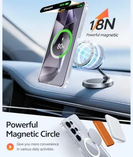 FNTCASE uchun Samsung Galaxy S24 Ultra g‘ilofi: [Magsafe uchun mos] Sarg‘ayishga qarshi shaffof [Ekran himoyasi bilan] Harbiy darajadagi zarbaga chidamli himoya telefon qoplami - 3