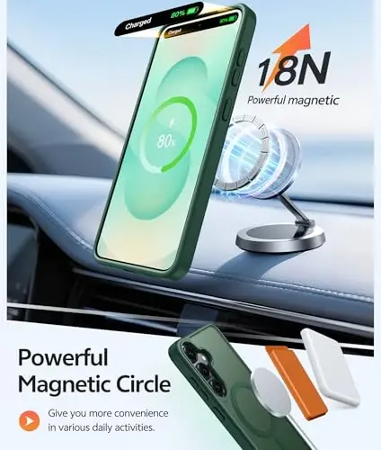 FNTCASE uchun Samsung Galaxy S25 Plus g‘ilofi: Samsung Galaxy S24 Plus telefon g‘ilofi [Magsafe bilan mos keladi] Shaffof mat g‘ilof [Ekran himoyachisi] Harbiy darajadagi zarbaga chidamli himoya telefon qopqog‘i - Yashil - 3
