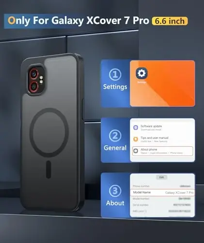 FNTCASE uchun Samsung-Galaxy XCover7 Pro G‘ilofi: XCover6 Pro G‘ilofi uchun [Magsafe bilan mos keladi] [Ekran Himoyachisi] bilan Shaffof Mat G‘iloflar Harbiy Darajadagi Zarbga Chidamli Himoya Telefon Qopqog‘i - Qora - 2