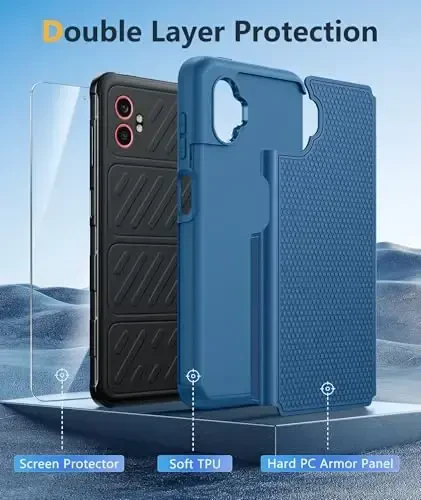 FNTCASE XCover 7 Pro Case uchun: XCover 6 Pro Samsung Galaxy ikki qatlamli zarbga chidamli himoya kuchli telefon qopqog'i sirpanmaydigan teksturali orqa qattiq qobiq - harbiy tomchidan himoya (ko'k) - 2