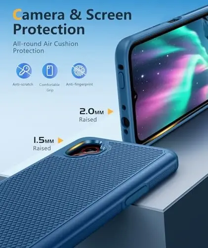 FNTCASE XCover 7 Pro Case uchun: XCover 6 Pro Samsung Galaxy ikki qatlamli zarbga chidamli himoya kuchli telefon qopqog'i sirpanmaydigan teksturali orqa qattiq qobiq - harbiy tomchidan himoya (ko'k) - 4