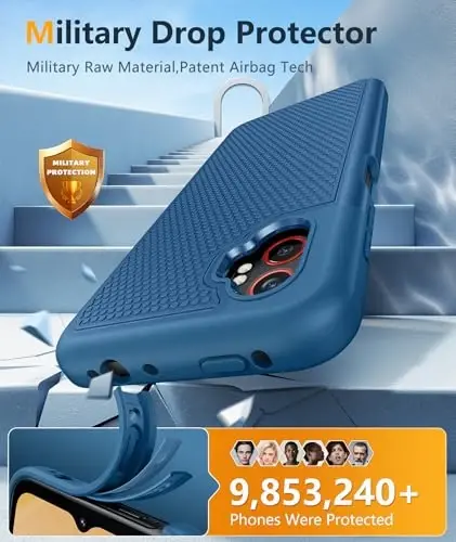 FNTCASE XCover 7 Pro Case uchun: XCover 6 Pro Samsung Galaxy ikki qatlamli zarbga chidamli himoya kuchli telefon qopqog'i sirpanmaydigan teksturali orqa qattiq qobiq - harbiy tomchidan himoya (ko'k) - 3
