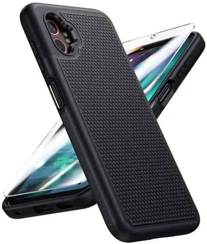 FNTCASE XCover 7 Pro Case uchun: XCover 6 Pro Samsung Galaxy ikki qatlamli zarbga chidamli himoya qopqog'i, sirpanmaydigan teksturali orqa qattiq qobiq - harbiy tomchidan himoya (qora) - 1