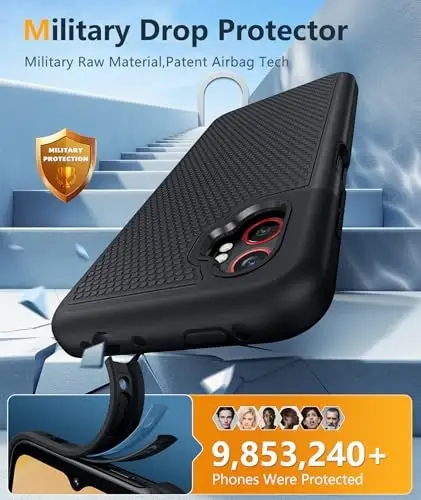 FNTCASE XCover 7 Pro Case uchun: XCover 6 Pro Samsung Galaxy ikki qatlamli zarbga chidamli himoya qopqog'i, sirpanmaydigan teksturali orqa qattiq qobiq - harbiy tomchidan himoya (qora) - 3