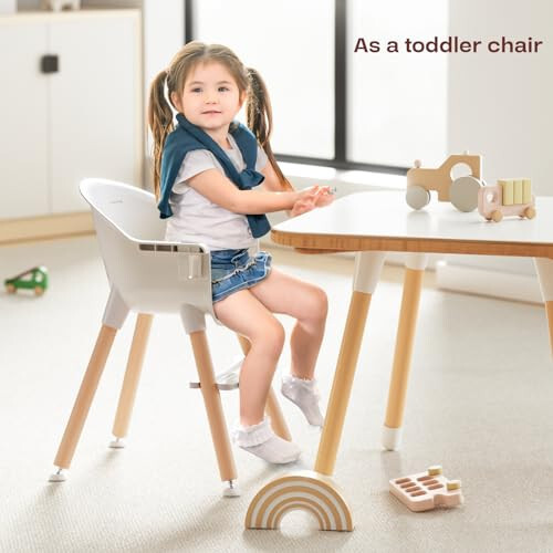 Fodoss 3-in-1 Wooden High Chair for Babies and Toddlers, Convertible Easy Clean Infant Highchair, Modern Design Baby High Chair - 32