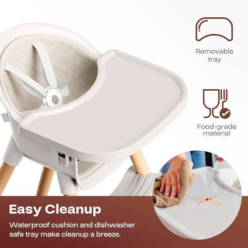 Fodoss 3-in-1 Wooden High Chair for Babies and Toddlers, Convertible Easy Clean Infant Highchair, Modern Design Baby High Chair - 27