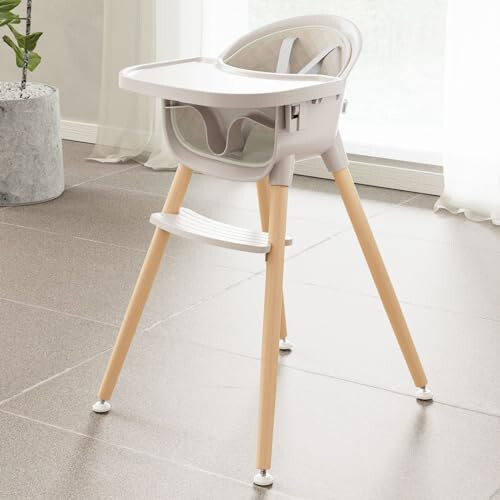 Fodoss 3-in-1 Wooden High Chair for Babies and Toddlers, Convertible Easy Clean Infant Highchair, Modern Design Baby High Chair - 11