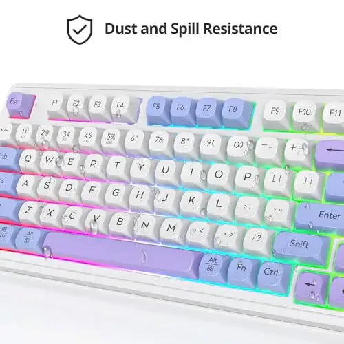 Fogruaden 96% Quiet Silent Wireless Gaming Keyboard with Number Pad & Knob, Mechanical Feel, Spill-Resistant, Multimedia Keys, Wired/BT/2.4G, USB Rechargeable Membrane Computer Keyboard for Win/Mac - 5