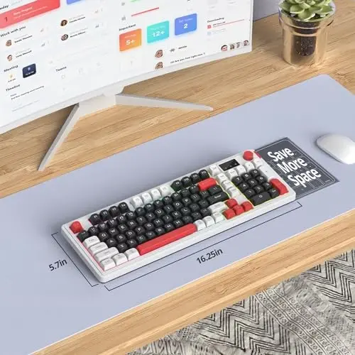 Fogruaden 96% Simsiz Jimsiz Jimsiz O'yin Klaviaturasi Raqamli Klaviatura va Tugma bilan, Mexanik His, Suvga Chidamli, Multimedia Tugmalari, Simli / BT / 2.4G, USB Qayta Zaryadlanadigan Membran Kompyuter Klaviaturasi Win / Mac uchun 