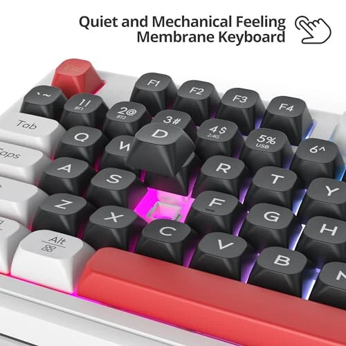 Fogruaden 96% Simsiz Jimsiz Jimsiz O'yin Klaviaturasi Raqamli Klaviatura va Tugma bilan, Mexanik His, Suvga Chidamli, Multimedia Tugmalari, Simli / BT / 2.4G, USB Qayta Zaryadlanadigan Membran Kompyuter Klaviaturasi Win / Mac uchun - 3