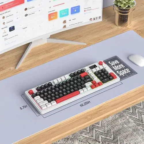 Fogruaden 96% Simsiz Jimsiz Jimsiz O'yin Klaviaturasi Raqamli Klaviatura va Tugma bilan, Mexanik His, Suvga Chidamli, Multimedia Tugmalari, Simli / BT / 2.4G, USB Qayta Zaryadlanadigan Membran Kompyuter Klaviaturasi Win / Mac uchun - 6