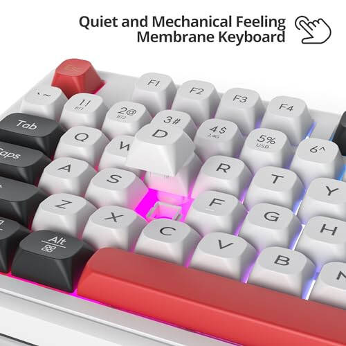 Fogruaden 96% Wireless Quiet Silent Gaming Keyboard with Number Pad & Knob, Mechanical Feel, Spill-Resistant, Multimedia Keys, Wired/BT/2.4G, USB Rechargeable Membrane Computer Keyboard for Win/Mac - 3