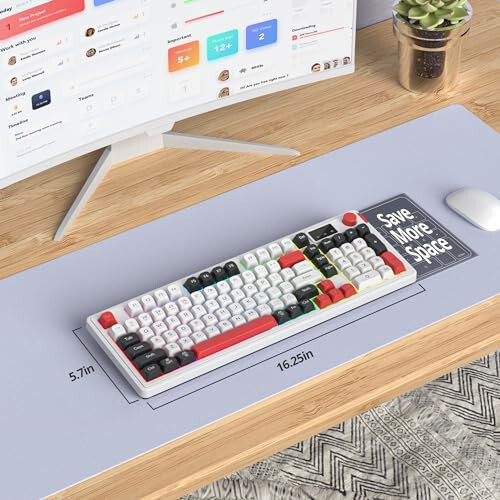 Fogruaden 96% Wireless Quiet Silent Gaming Keyboard with Number Pad & Knob, Mechanical Feel, Spill-Resistant, Multimedia Keys, Wired/BT/2.4G, USB Rechargeable Membrane Computer Keyboard for Win/Mac - 6