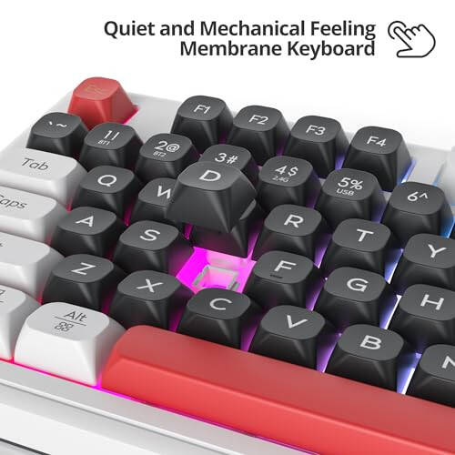 Fogruaden 96% Wireless Silent Quiet Gaming Keyboard with Number Pad & Knob, Mechanical Feel, Spill-Resistant, Multimedia Keys, Wired/BT/2.4G, USB Rechargeable Membrane Computer Keyboard for Win/Mac - 3