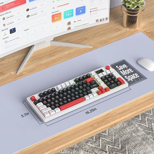 Fogruaden 96% Wireless Silent Quiet Gaming Keyboard with Number Pad & Knob, Mechanical Feel, Spill-Resistant, Multimedia Keys, Wired/BT/2.4G, USB Rechargeable Membrane Computer Keyboard for Win/Mac - 6