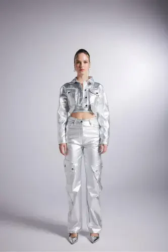 Foil Coating Crop Millen Jacket Gray-Gray Foil - HOLLY LOLLY (1)