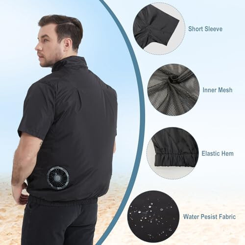 Foiueyga Cooling Vest for Men Women Hot Weather with 20000mAh Battery 12V Fans Air Conditioner Short Sleeve Jacket Fan Vest - 4