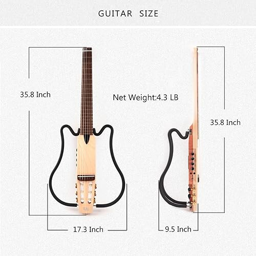 Fojill Foldable Fold Electric Classical Guitar Classic Nylon String Travel Portable Silent Mahogany Body Maple Neck Rosewood Fretboard With Gig Bag(Natural) - 6