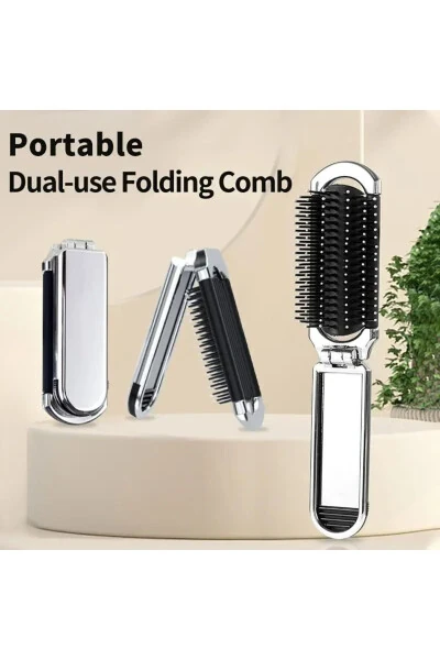 Foldable mini mirror hair brush - SAFESTORE (1)