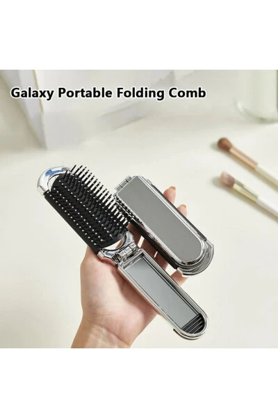Foldable mini mirror hair brush - 6