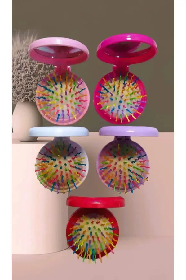 Foldable Mirror Bag Hair Brush (ASSORTED SURPRISE COLORS) - 2
