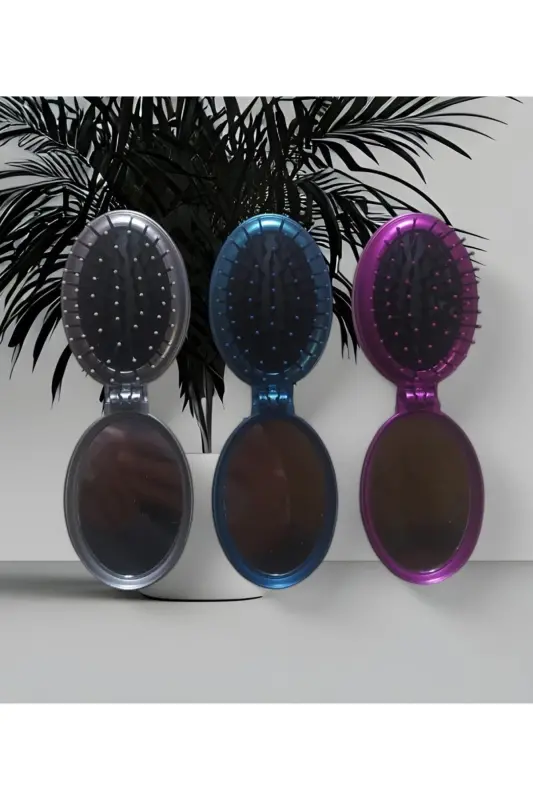 Foldable Mirror Bag Hair Brush (ASSORTED SURPRISE COLORS) - 2