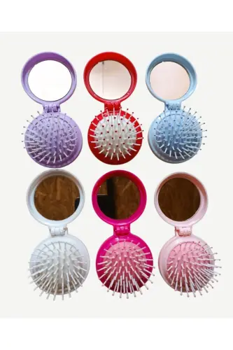 Foldable Mirror Bag Hair Brush (ASSORTED SURPRISE COLORS) - MONİCATİME (1)