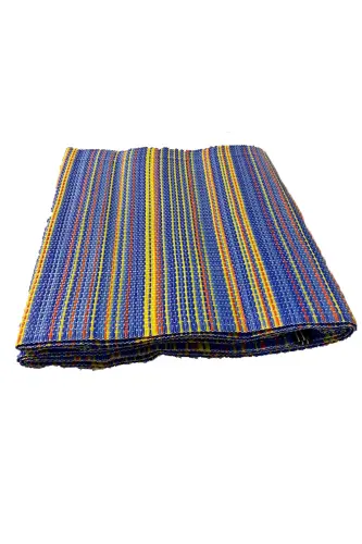 FOLDABLE PLASTIC STRAW MAT OUTDOOR PICNIC CAMPING EXHIBITION DOUBLE STITCH-Blue - ACY STORE (1)