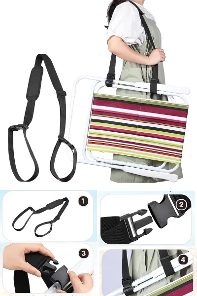 Folding 2-Piece Camping Picnic Chair Carrying Strap Beach Umbrella Functional Carrying Belt - Modazone (1)