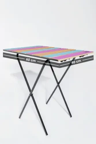 Folding Camping Table Height Adjustable Wooden Picnic Table Balcony Table Kitchen Table Colorful-Pink - 8