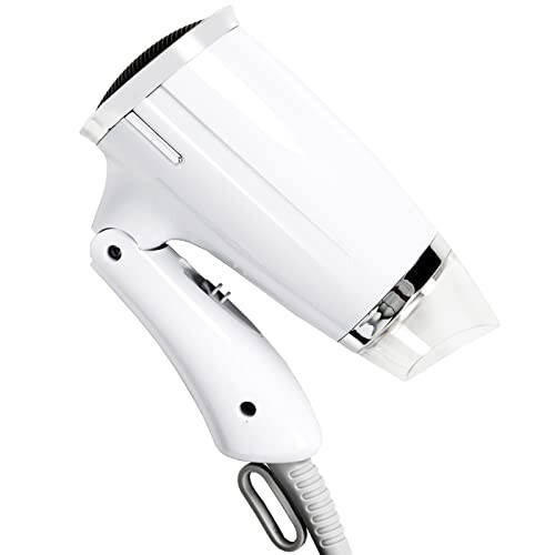 Folding Hair Dryer Compact Travel Blow Dryer Professional Salon Hair Dryer Small Hair Dryer 3 Heat Settings Lightweight Mini 8x7inch for Men and Women (White) - 1