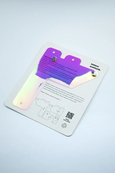 Folding Keyring Hologram - Unisex Men Women Minimal Gift Design Transparent Pvc Colorful - 3