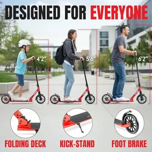 Folding Kick Scooter with Suspension for Adults and Teens – Adjustable Handlebar – Big 200mm Wheels – Lightweight Frame – 250lbs Capacity – Madd Gear Metro Cruise 250 - 4