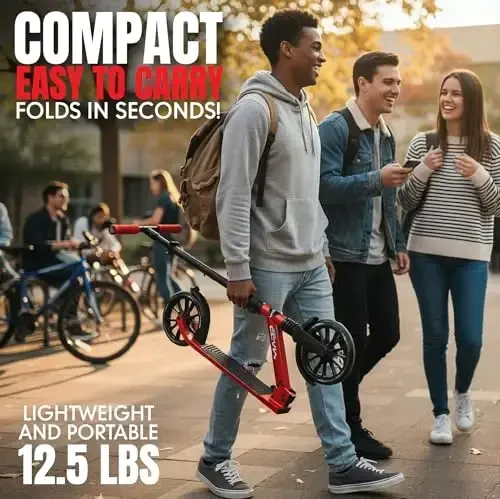 Folding Kick Scooter with Suspension for Adults and Teens – Adjustable Handlebar – Big 200mm Wheels – Lightweight Frame – 250lbs Capacity – Madd Gear Metro Cruise 250 - 5