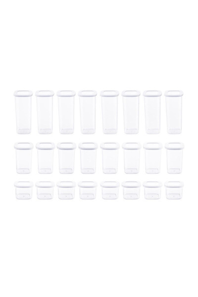 Foly Etiketli Kare Erzak Saklama Kabı 24'lü Set 8x(0,55 LİTRE, 1,2 LİTRE, 1,75 LİTRE) Beyaz - Beyaz - 6
