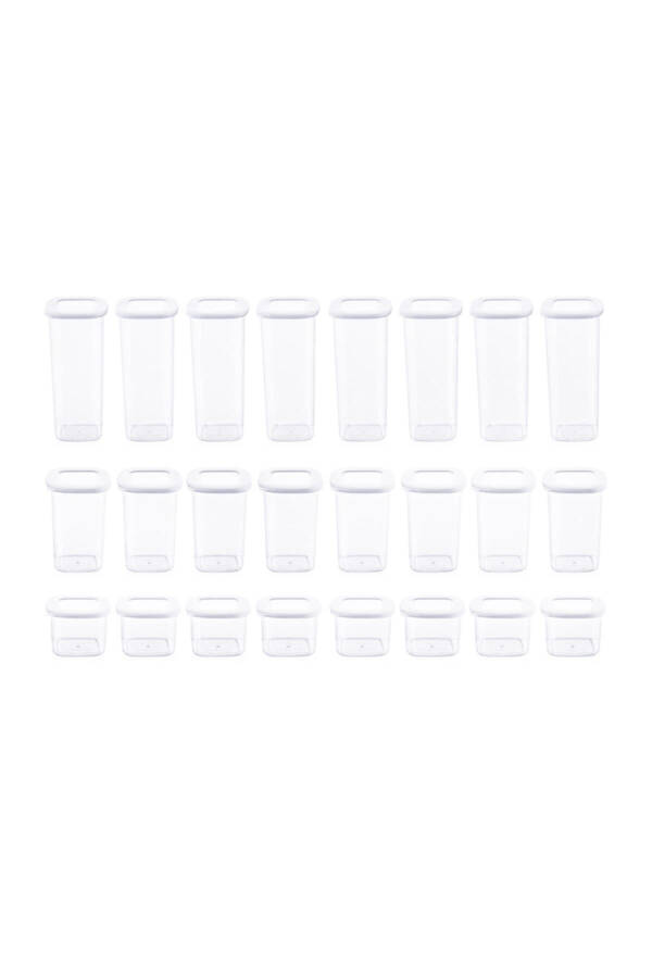 Foly Etiketli Kare Erzak Saklama Kabı 24'lü Set 8x(0,55 LİTRE, 1,2 LİTRE, 1,75 LİTRE) Beyaz - Beyaz - 6