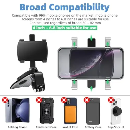 FONKEN Car Phone Mount, [2 Pack] Cell Phone Holder for Car 360 Degree Rotation Dashboard Clip Mount Car Phone Holder Compatible for iPhone 11 13/12 pro Max 8 8Plus Samsung S10 S9 S8 4